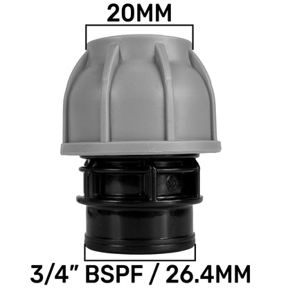 20mm MDPE Straight with In-Line BSPM Valve and 20mm Barbed Straight
