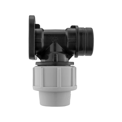 Wall Flange Kit 20mm MDPE + Triple Outlet Metal Splitter Tap for Water Connector