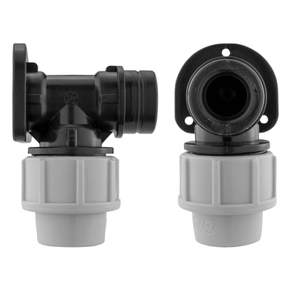 Wall Flange Kit 20mm MDPE + Triple Outlet Metal Splitter Tap for Water Connector
