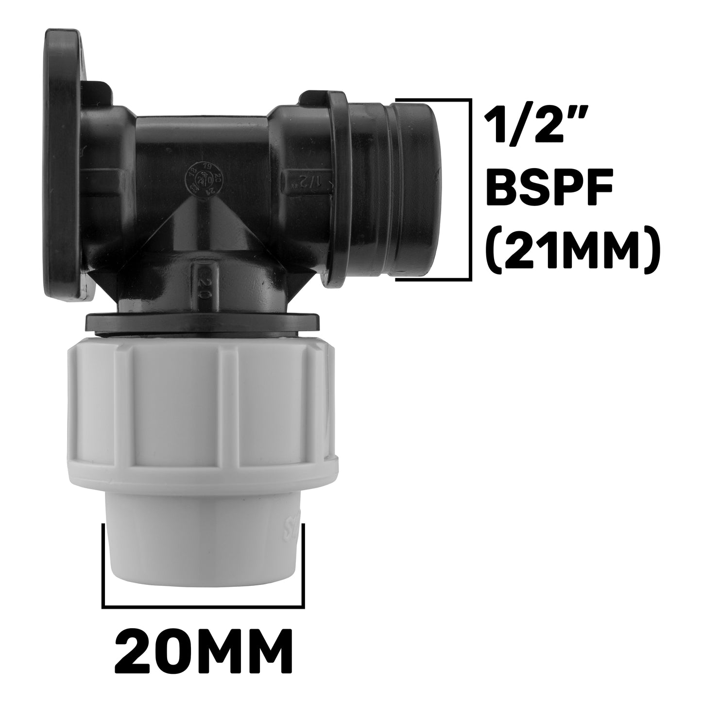 Wall Flange Kit 20mm MDPE + Triple Outlet Metal Splitter Tap for Water Connector