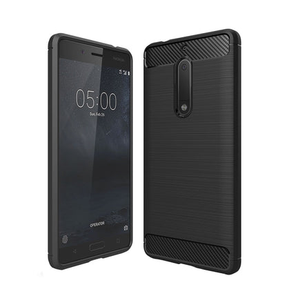 For Nokia 5 Brushed Carbon Fiber Texture Shockproof TPU Protective Cover Case, Nokia 5