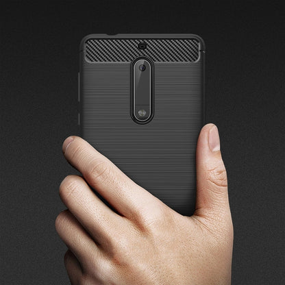 For Nokia 5 Brushed Carbon Fiber Texture Shockproof TPU Protective Cover Case, Nokia 5