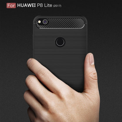 For Huawei  P8 Lite (2017) Brushed Carbon Fiber Texture Shockproof TPU Protective Case, Huawei P8 Lite (2017)