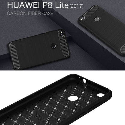For Huawei  P8 Lite (2017) Brushed Carbon Fiber Texture Shockproof TPU Protective Case, Huawei P8 Lite (2017)