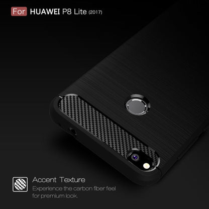 For Huawei  P8 Lite (2017) Brushed Carbon Fiber Texture Shockproof TPU Protective Case, Huawei P8 Lite (2017)