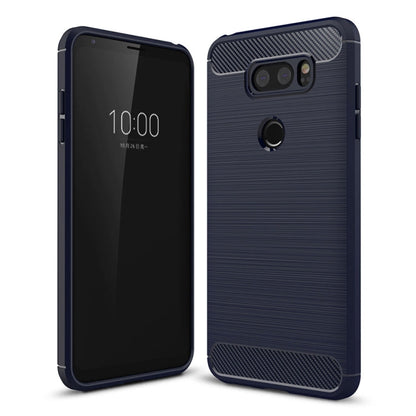 For LG V30 Brushed Texture Carbon Fiber Shockproof TPU Rugged Armor Protective Case, For LG V30