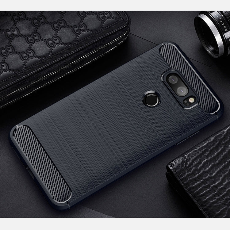 For LG V30 Brushed Texture Carbon Fiber Shockproof TPU Rugged Armor Protective Case, For LG V30