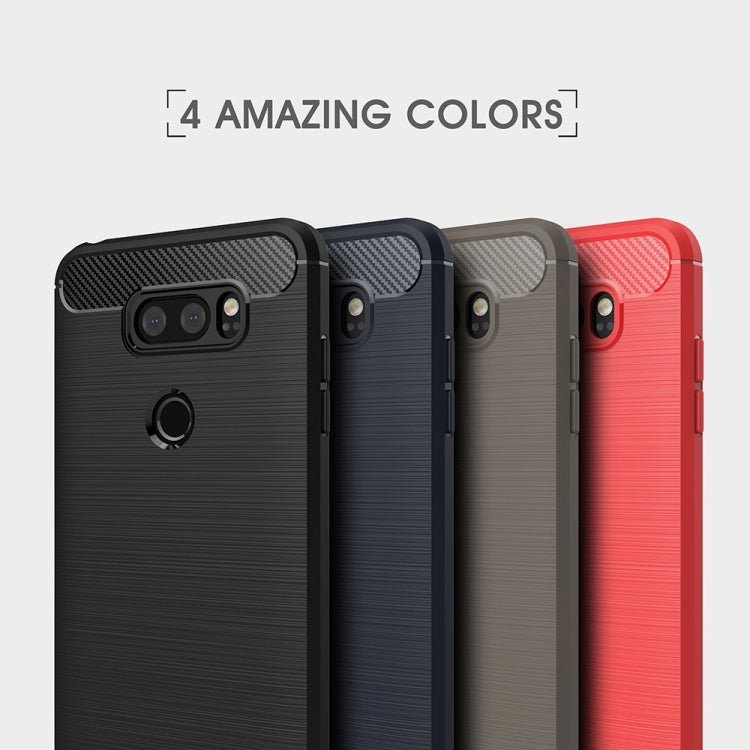 For LG V30 Brushed Texture Carbon Fiber Shockproof TPU Rugged Armor Protective Case, For LG V30