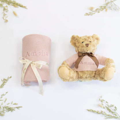 NEW BABY BLANKET AND TEDDY