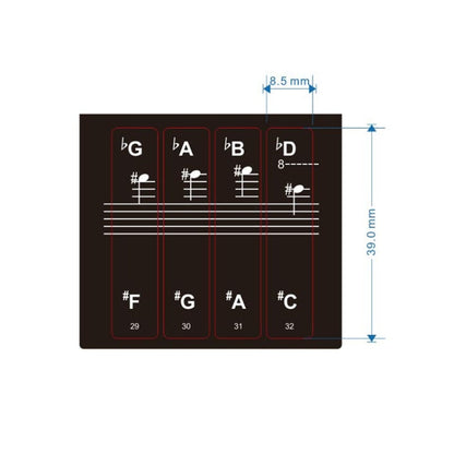 2 PCS 88 / 61 / 54 / 49 Keys Piano Electronic Organ Keyboard Hand Roll Piano Notation Musical Scale Transparent Sticker, 2 PCS Musical Scale Transparent Sticker