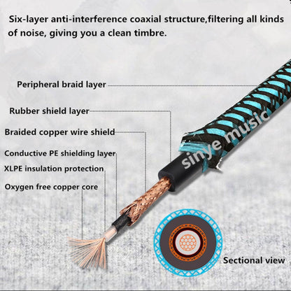 Wooden Guitar Bass Connection Cable Noise Reduction Audio Cable, Cable Length: 3m, Random Color Delivery