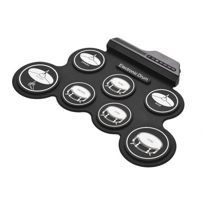 Portable Silicone Hand Roll USB Electronic Drum, Black Icon Version, Electronic Drum Black Icon Version