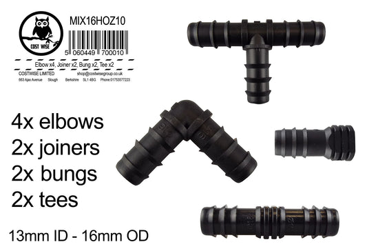 Mix 1/2in Barb Connectors HOZ10 Drip Irrigation Fitting Pipe and Water Fitting