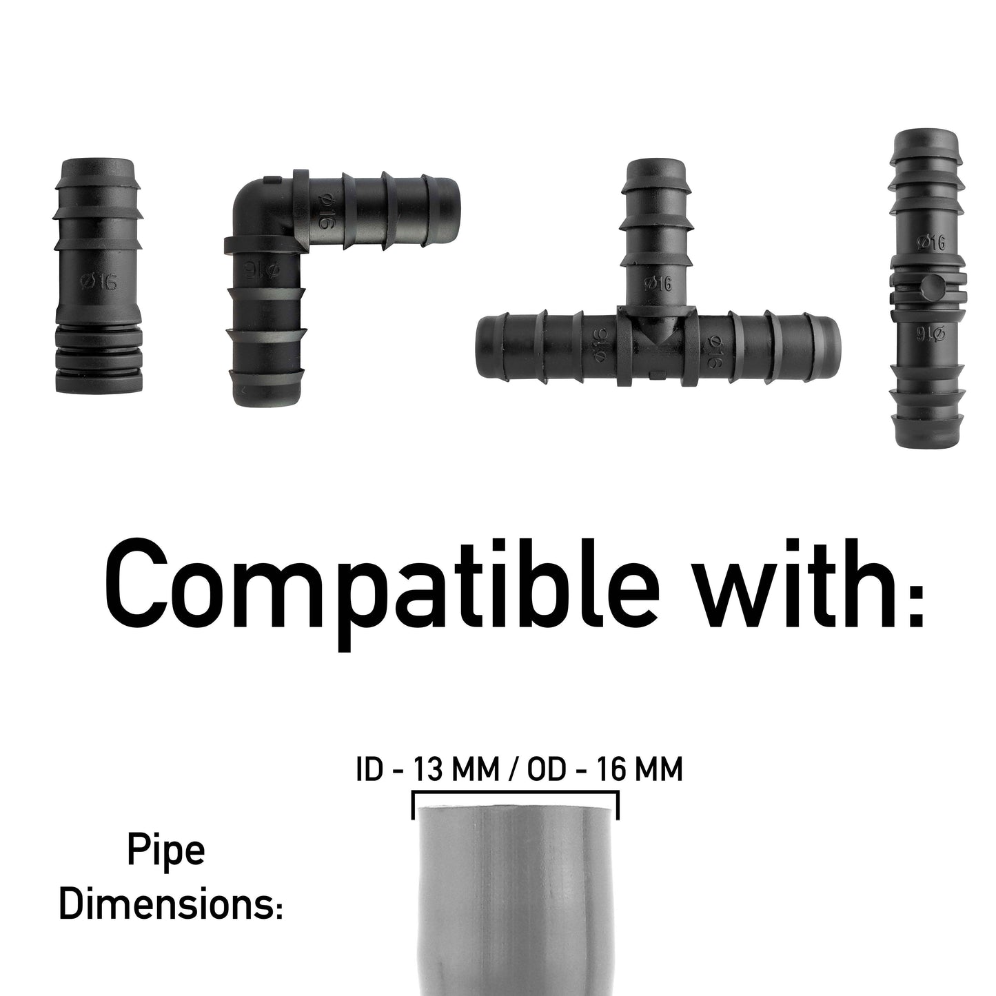 Mix 1/2in Barb Connectors HOZ10 Drip Irrigation Fitting Pipe and Water Fitting