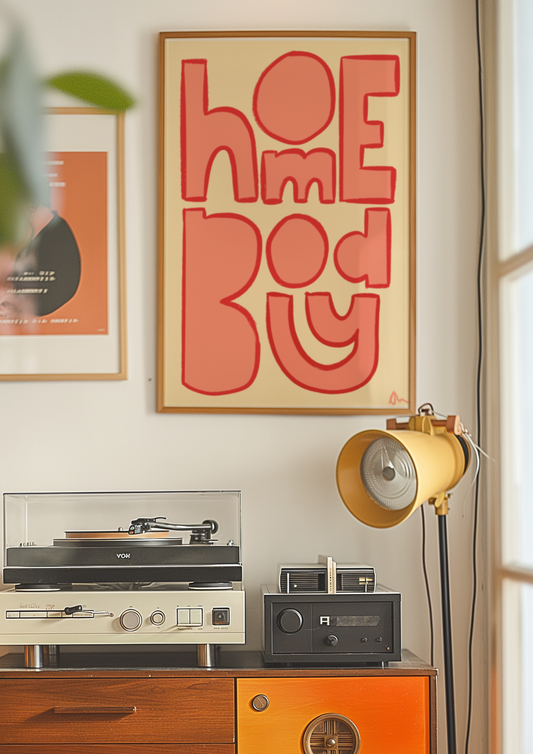 Homebody | Orange Relatable Living Room Typographic Print Wall Art
