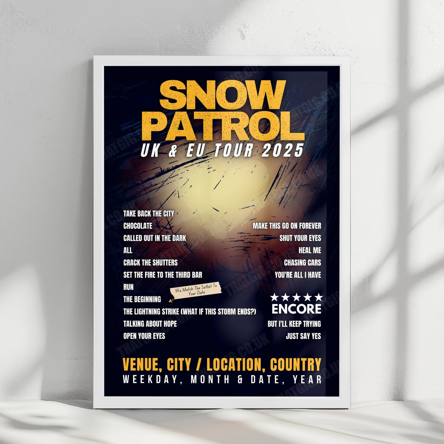 Snow Patrol Setlist Poster - Jahrhunderthalle, Frankfurt, Germany - February 2nd, 2025
