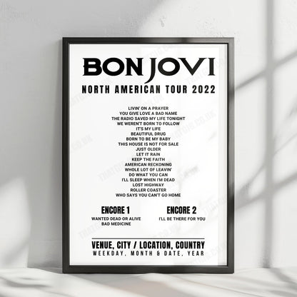 Bon Jovi Setlist Poster - FLA Live Arena, Sunrise - April 16th, 2022