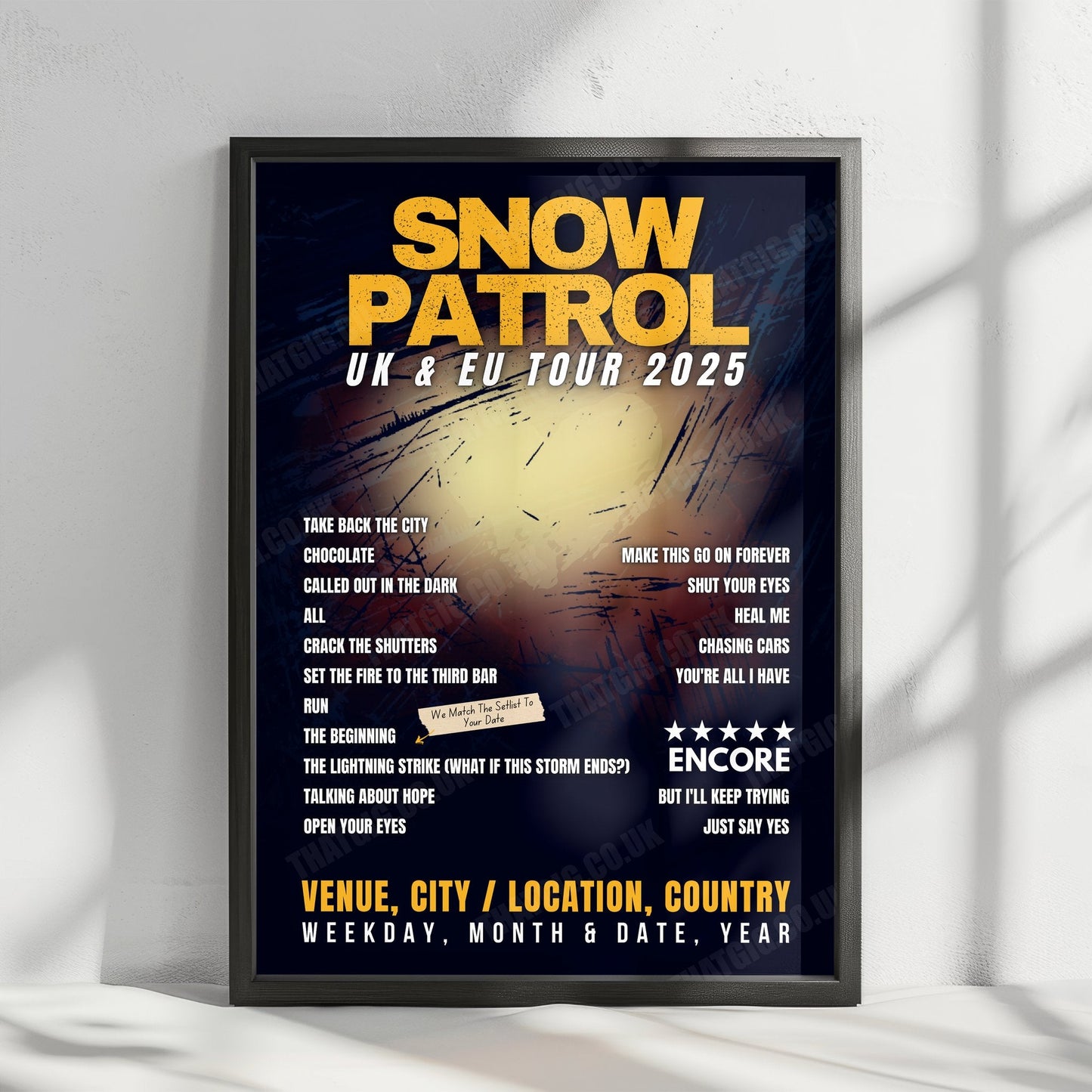 Snow Patrol Setlist Poster - Jahrhunderthalle, Frankfurt, Germany - February 2nd, 2025