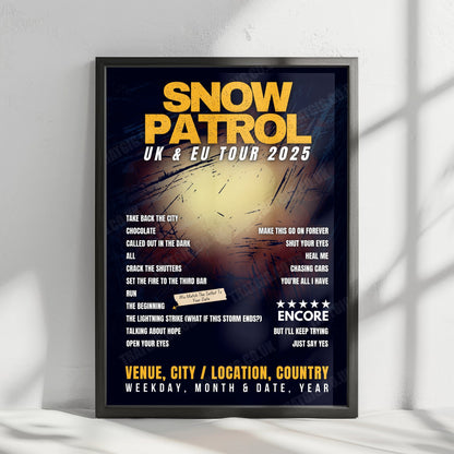 Snow Patrol Setlist Poster - Jahrhunderthalle, Frankfurt, Germany - February 2nd, 2025