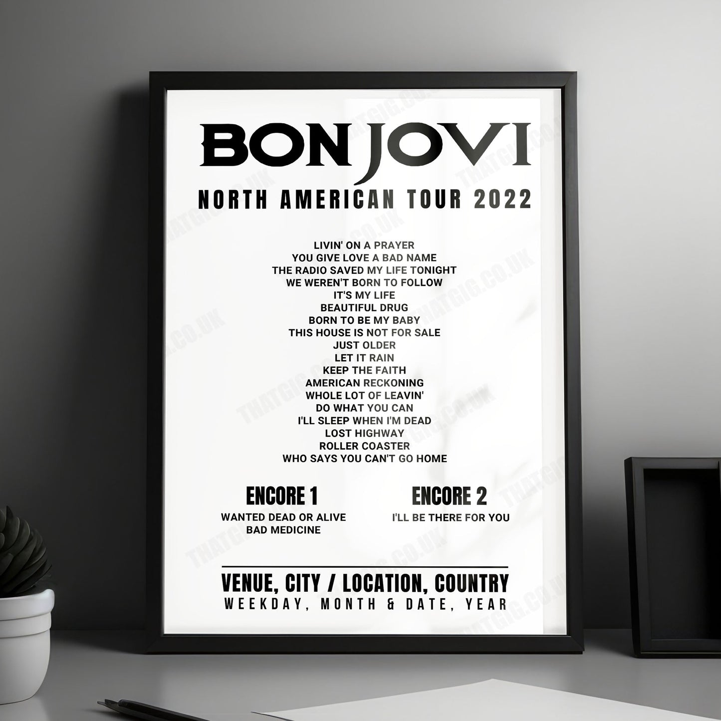 Bon Jovi Setlist Poster - FLA Live Arena, Sunrise - April 16th, 2022