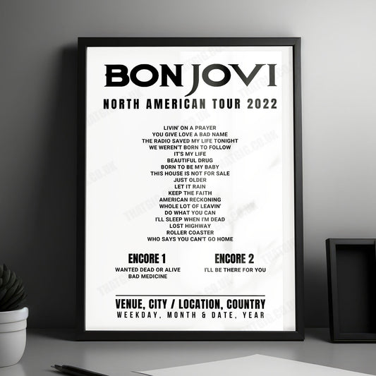 Bon Jovi Setlist Poster - FLA Live Arena, Sunrise - April 16th, 2022