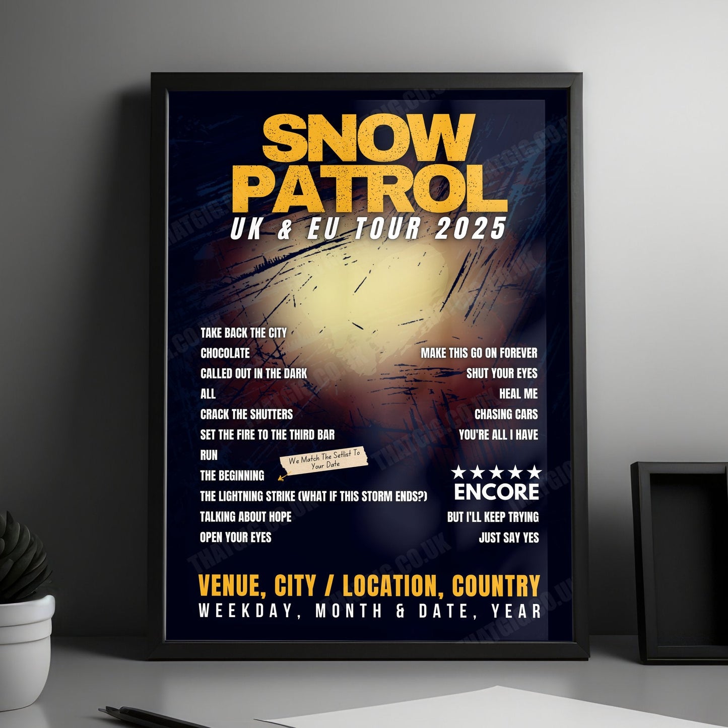 Snow Patrol Setlist Poster - Jahrhunderthalle, Frankfurt, Germany - February 2nd, 2025