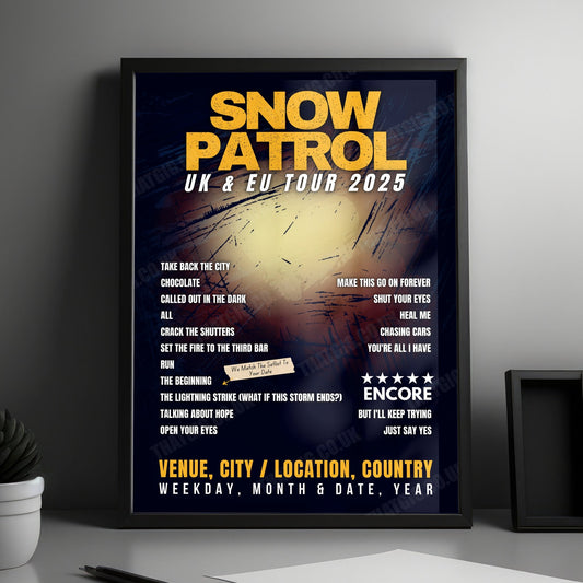 Snow Patrol Setlist Poster - Jahrhunderthalle, Frankfurt, Germany - February 2nd, 2025