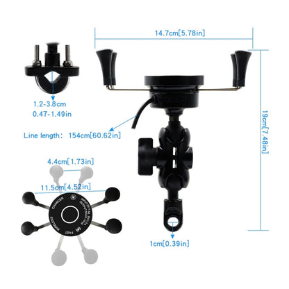 CS-878A1 Multi-function Motorcycle Wireless Wired Aluminum Alloy Mobile Phone Holder Charger, CS-878A1
