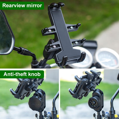M10 Bolt Ball-Head Motorcycle Multi-function Eight-jaw Aluminum Phone Navigation Holder Bracket, M10 Bolt