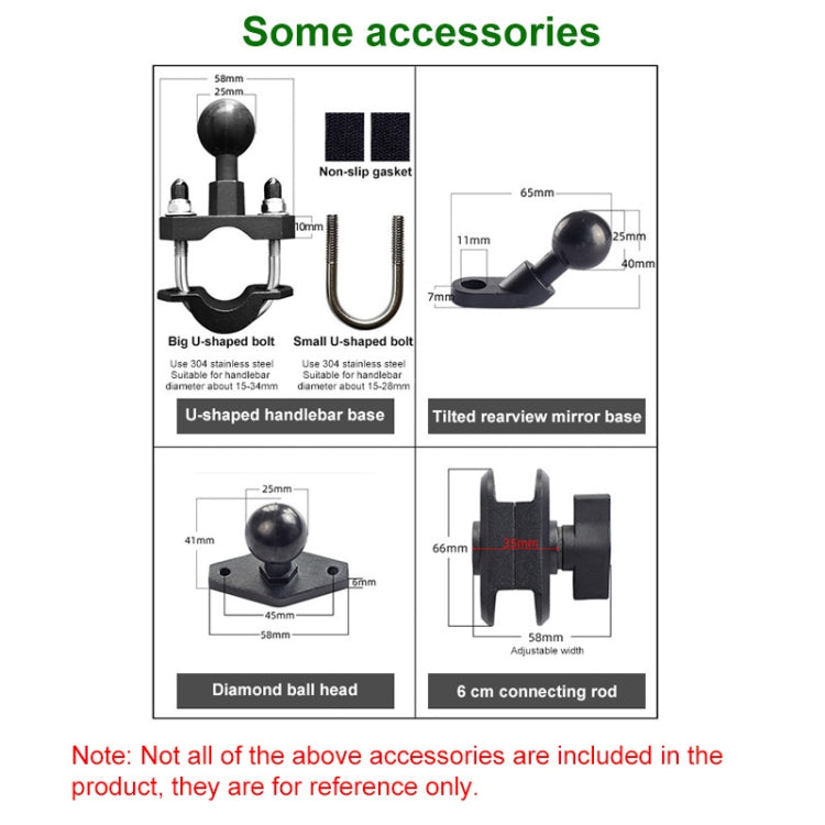 M10 Bolt Ball-Head Motorcycle Multi-function Eight-jaw Aluminum Phone Navigation Holder Bracket, M10 Bolt
