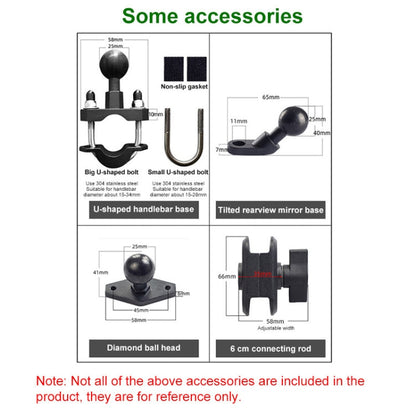 M10 Bolt Ball-Head Motorcycle Multi-function Eight-jaw Aluminum Phone Navigation Holder Bracket, M10 Bolt