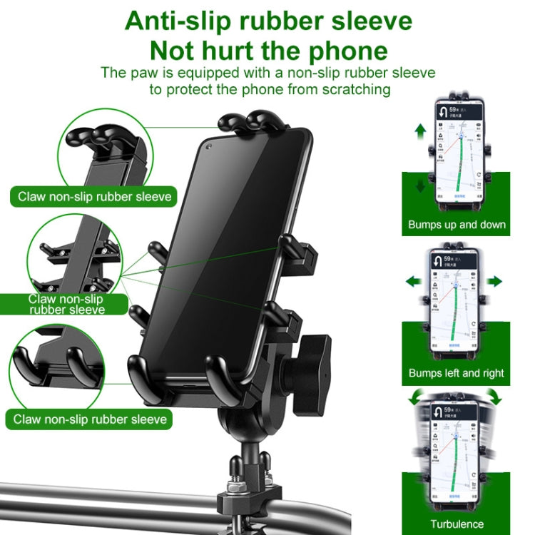 M10 Bolt Ball-Head Motorcycle Multi-function Eight-jaw Aluminum Phone Navigation Holder Bracket, M10 Bolt
