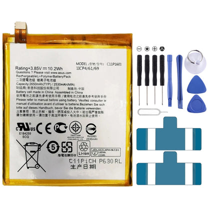 Original 2650mAh C11P1601 Li-Polymer Battery for ASUS Zenfone 3 ZE520KL, For ASUS Zenfone 3 ZE520KL