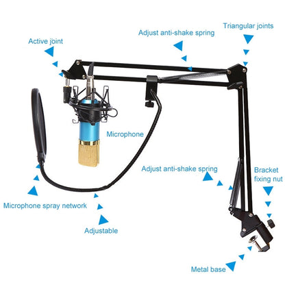 BM-800 Network K-Song Dedicated High-end Metal Shock Mount Microphone Set, BM800 Kit Black, BM800 Kit Pink, BM800 Kit Blue