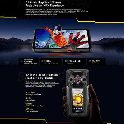 Dual Back Cameras, IP68/IP69K Waterproof Dustproof Shockproof,  Face ID & Fingerprint Identification, 6.58 inch Android 13 MediaTek Helio G99 Octa Core up to 2.2GHz, Network: 4G, OTG, NFC, Global Version with Google Play, Armor 21