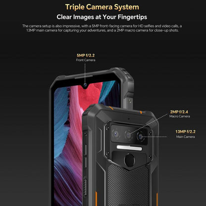 Oukitel WP23 Plus Rugged Phone, 8GB+256GB, 6.52 inch Android 14.0Unisoc T606 Octa-core, NFC, OTG, Network: 4G, WP23 Plus 8GB+256GB
