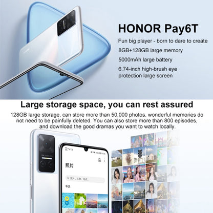 Triple Back Cameras, Side Fingerprint Identification, 5000mAh Battery, 6.74 inch Magic UI 5.0 (Android 11) MediaTek Dimensity 700 Octa Core up to 2.2GHz, Network: 5G, OTG, Not Support Google Play, 8GB+128GB
