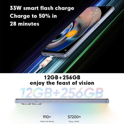 Dual Back Cameras, Side Fingerprint Identification, 5000mAh Battery, 6.58 inch Realme UI 3.0 / Android 12 MediaTek Dimensity 810 Octa Core up to 2.4GHz, Network: 5G, Support Google Play, 12GB+256GB