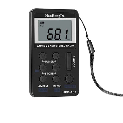Portable AM / FM Two Bands Rechargeable Stereo Radio Mini Receiver with & LCD Screen & Earphone Jack & Lanyard