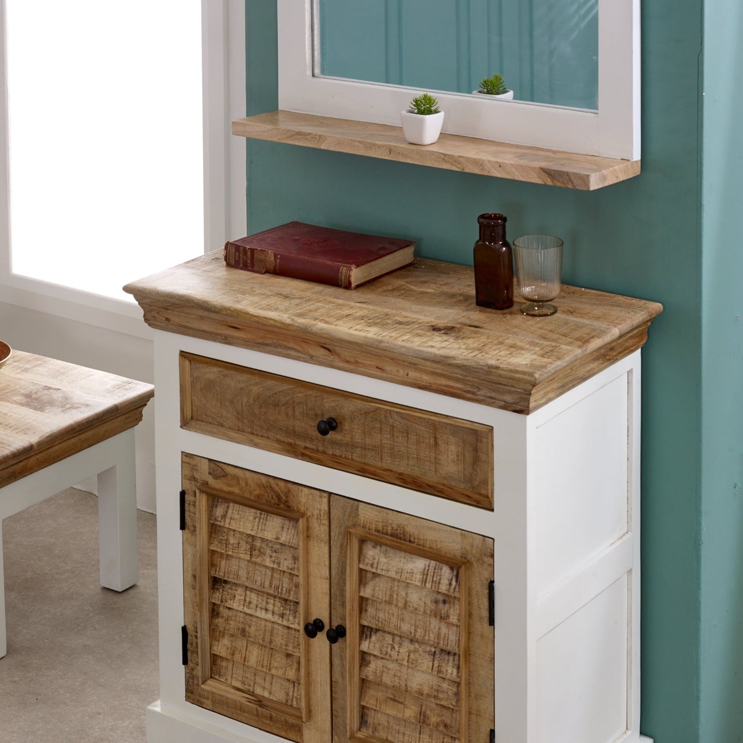 Bianco Solid Mango Wood Small Sideboard White