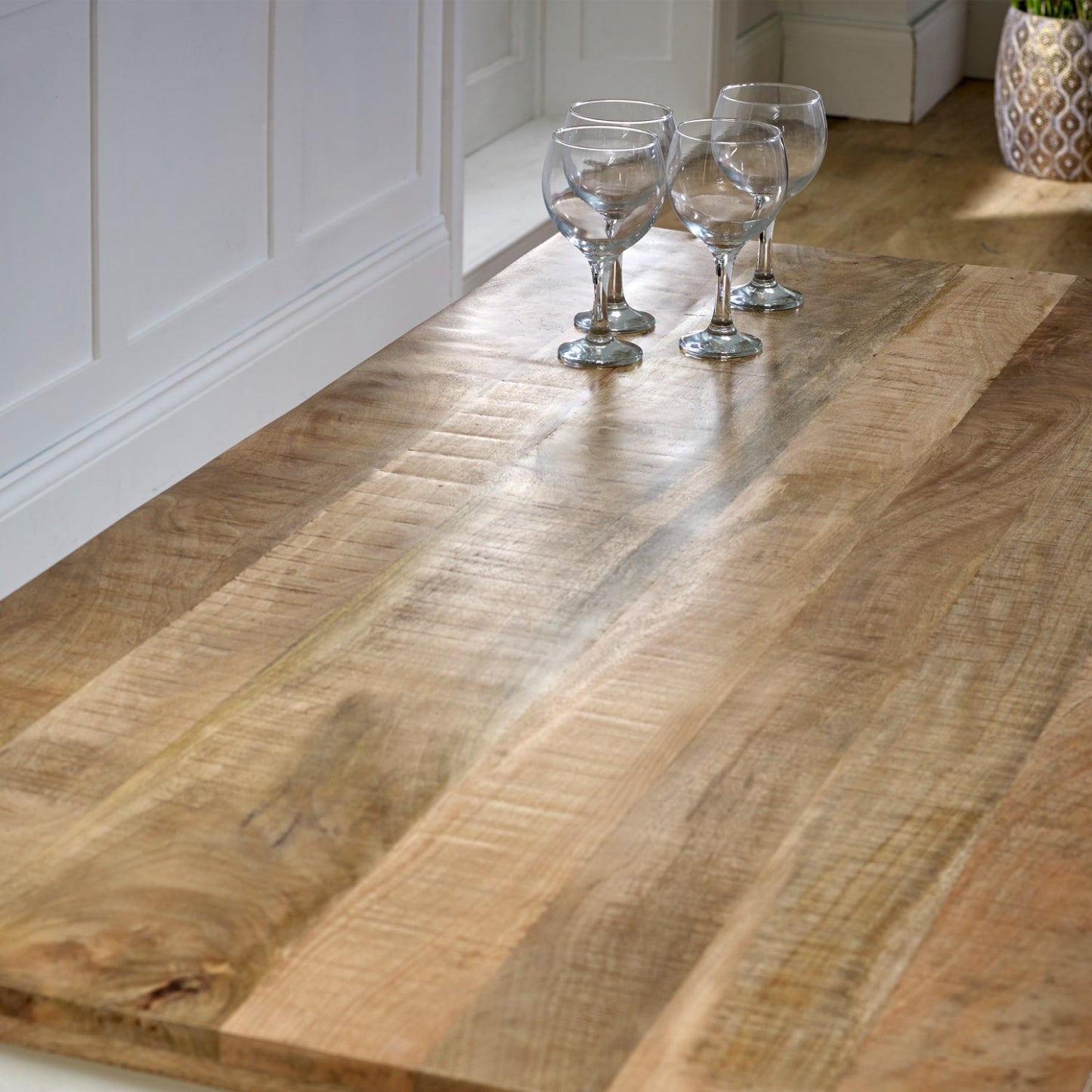 Bianco Solid Mango Wood White Dining Table 170Cm