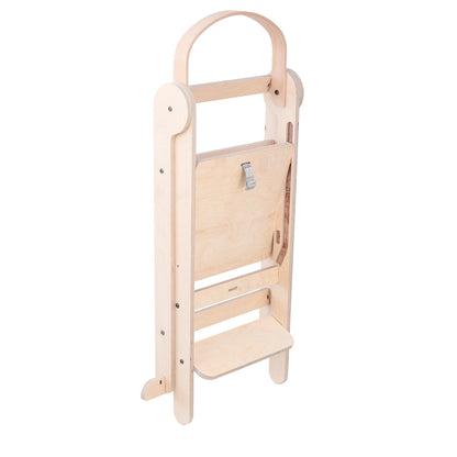 MamaToyz Folding Learning Tower - Natural Beech Wood Montessori Child Safety Platform