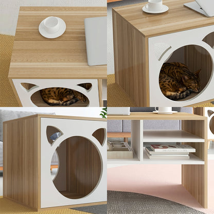 Marioni Coffee Table With Pet House, Wood