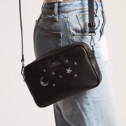 Maya Star Studded Crossbody Bag - Black & Silver