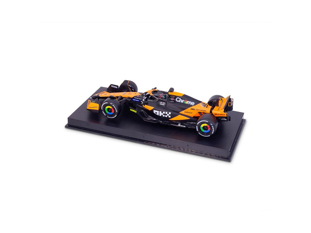 McLaren F1 Team MCL38 #81 F1 Miami GP 2024 Oscar Piastri 1:43 Scale Bburago Diecast Model (w/helmet)