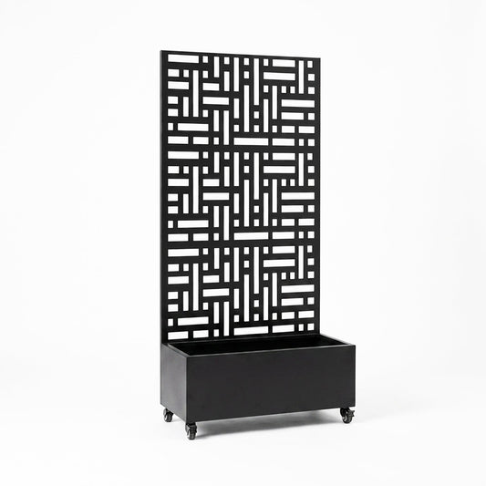 Metal Indoor/Outdoor Privacy Screen with Plant Pot - Maze