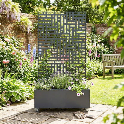 Metal Indoor/Outdoor Privacy Screen with Plant Pot - 90cm x 180cm