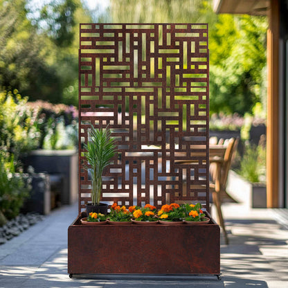 Metal Indoor/Outdoor Privacy Screen with Plant Pot - 90cm x 180cm