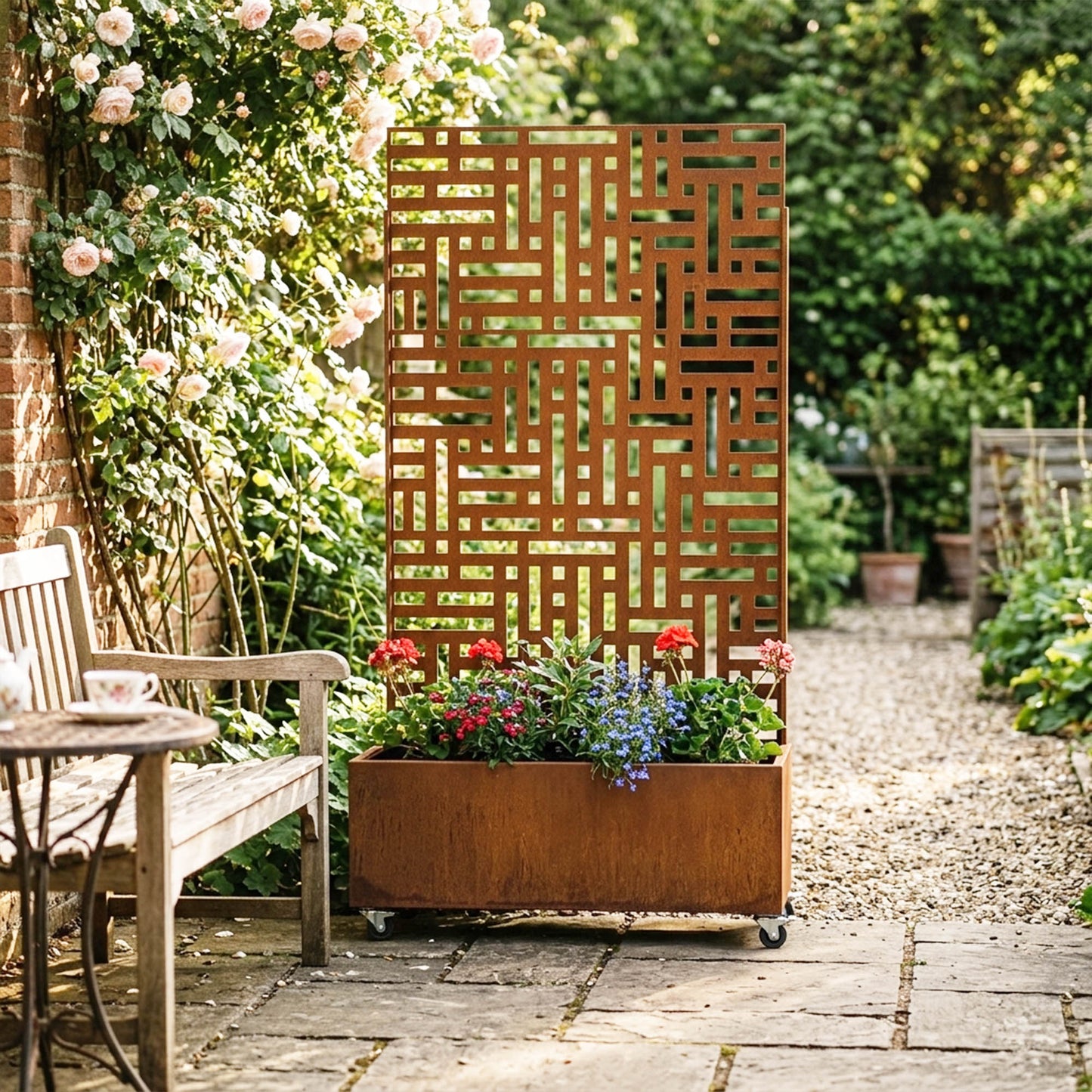 Metal Indoor/Outdoor Privacy Screen with Plant Pot - 90cm x 180cm