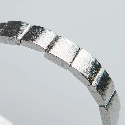 Natural Gibeon Iron Meteorite Gemstone Bracelet, Bangle Sizes 11*11